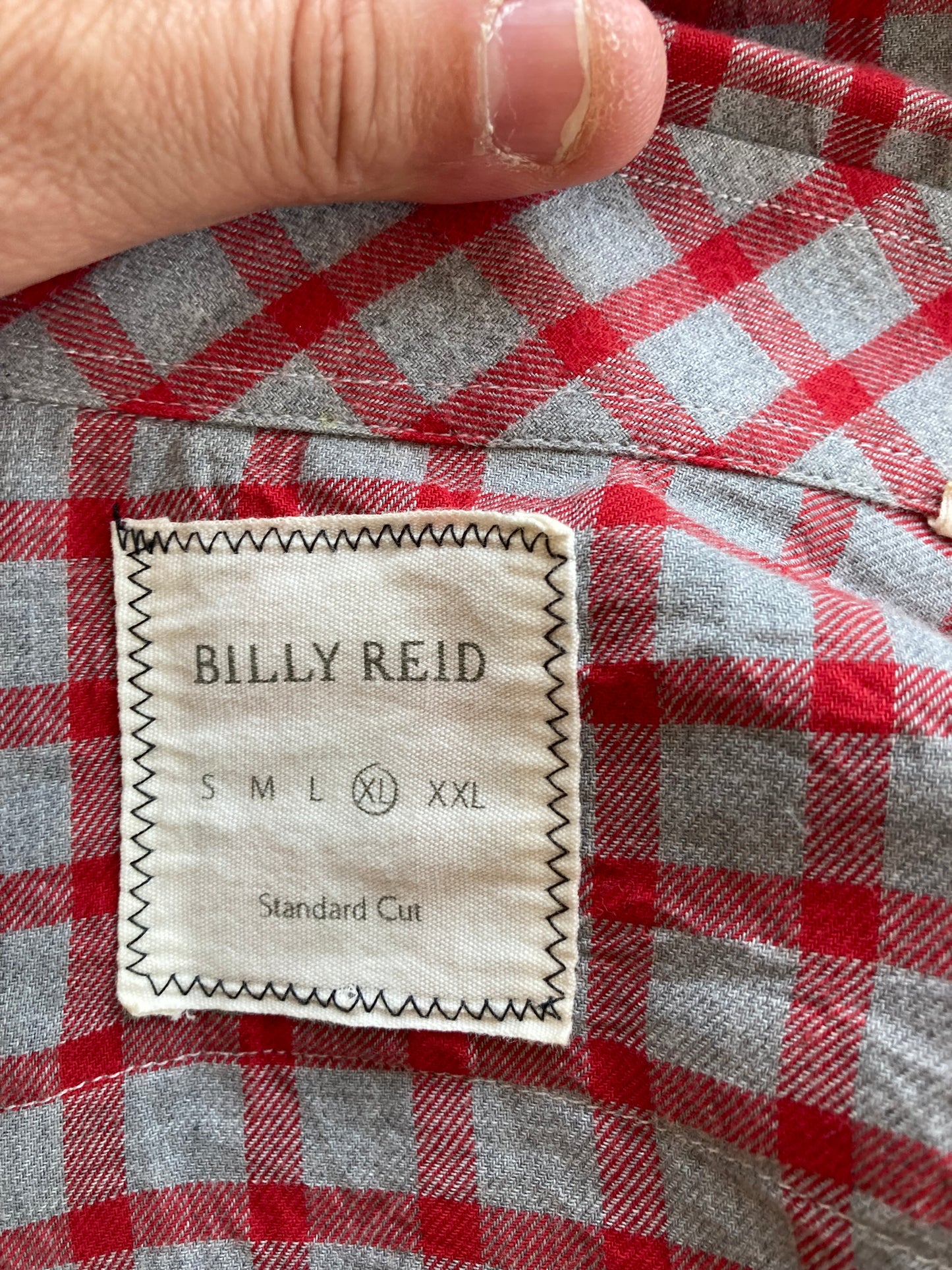 Billy Reid Pearl Snap Button Down Red Grey Size Xlarge